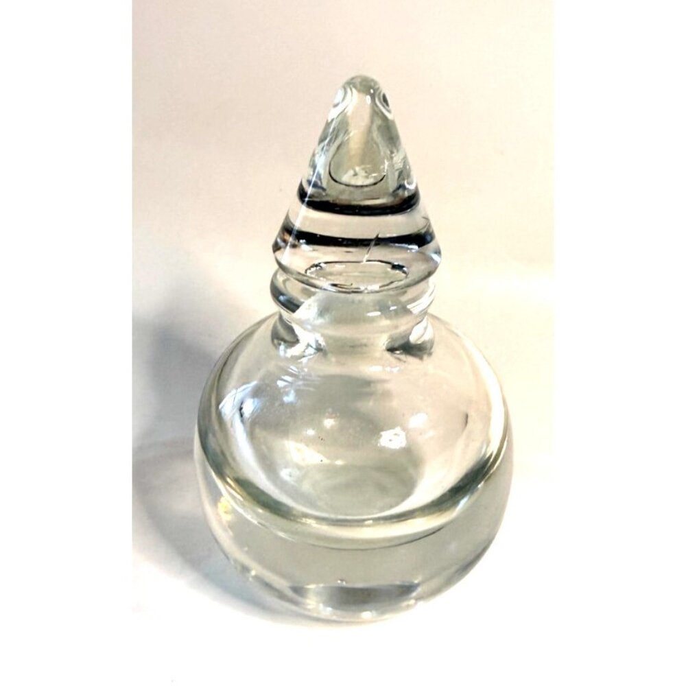 Vintage‎ Hand Blown Art Glass Perfume Bottle Clear Crystal Ground Stopper 3.5”